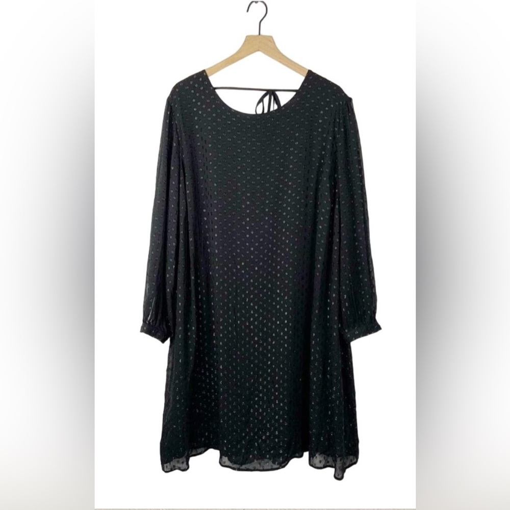 Ava & Viv black long sleeve sparkly shift dress